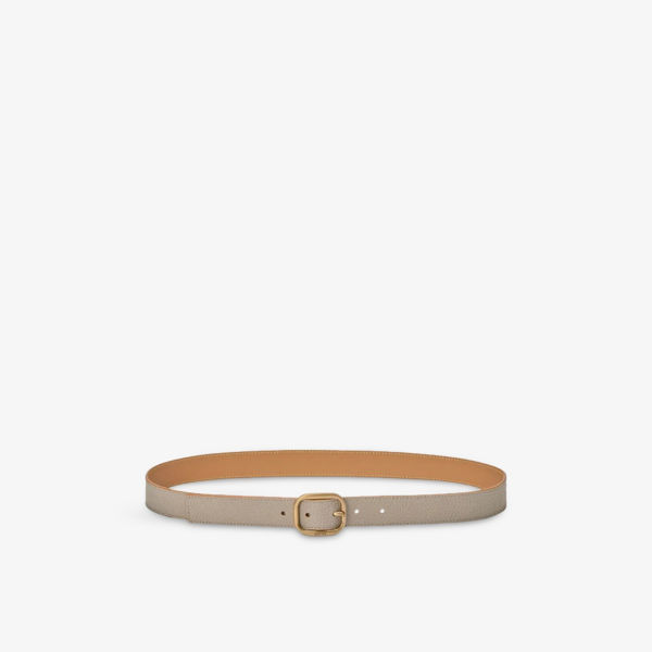 

Ремень кожаный Loewe с округлой пряжкой, серо-бежевый / золотой