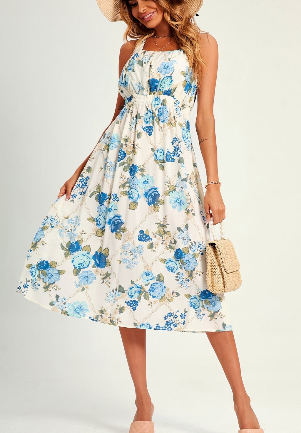 

Повседневное платье FLORAL PRINT MIDI FS Collection, белый