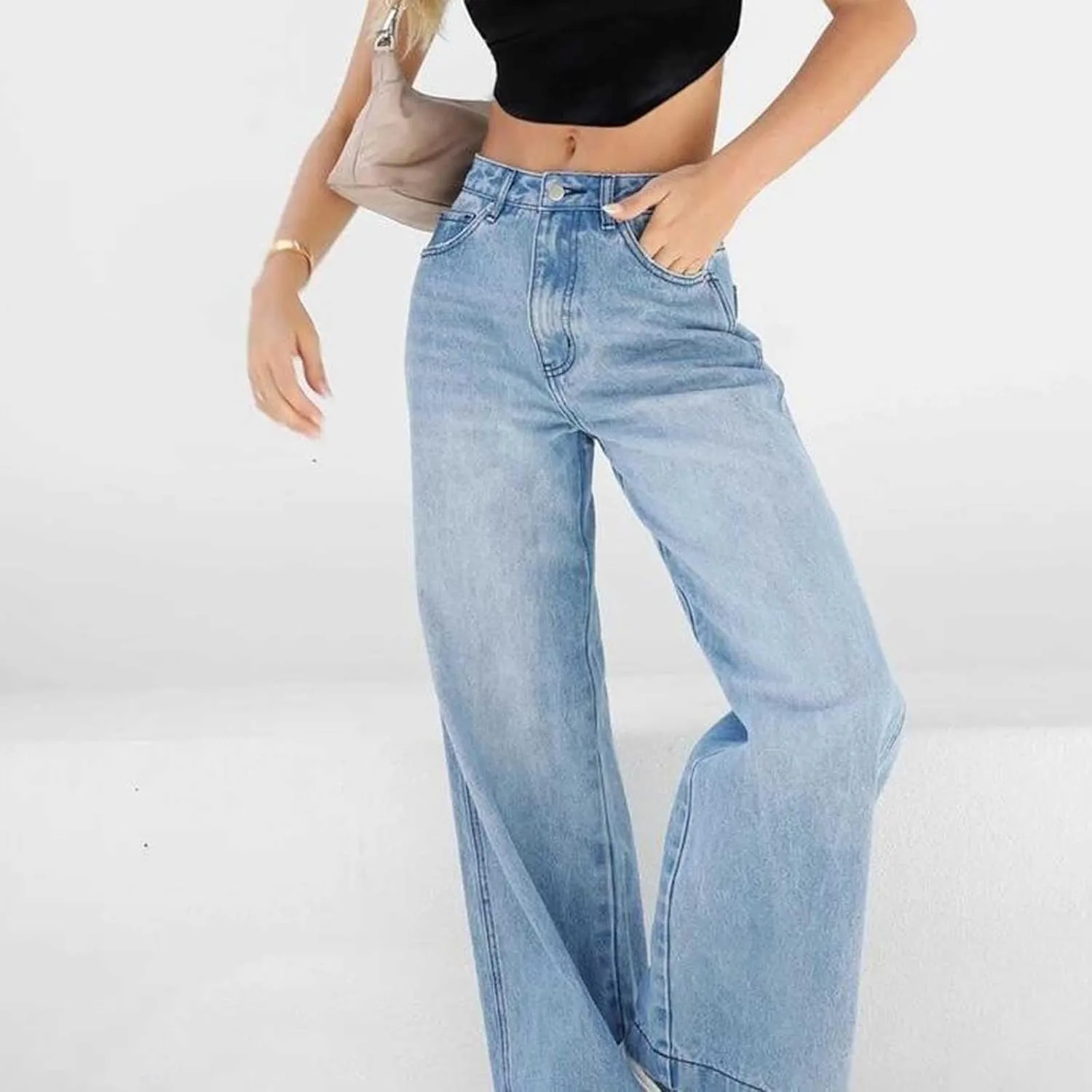 Женские джинсы Fashion High Waisted Stretchy Denim Pants Loose Lightweight — фото 2