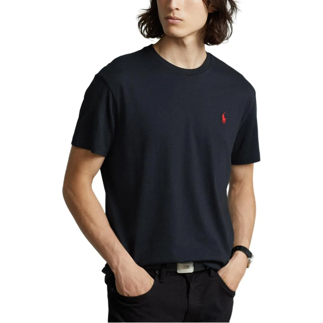 Футболка Polo Ralph Lauren Custom Slim Fit мужская черная — фото 3
