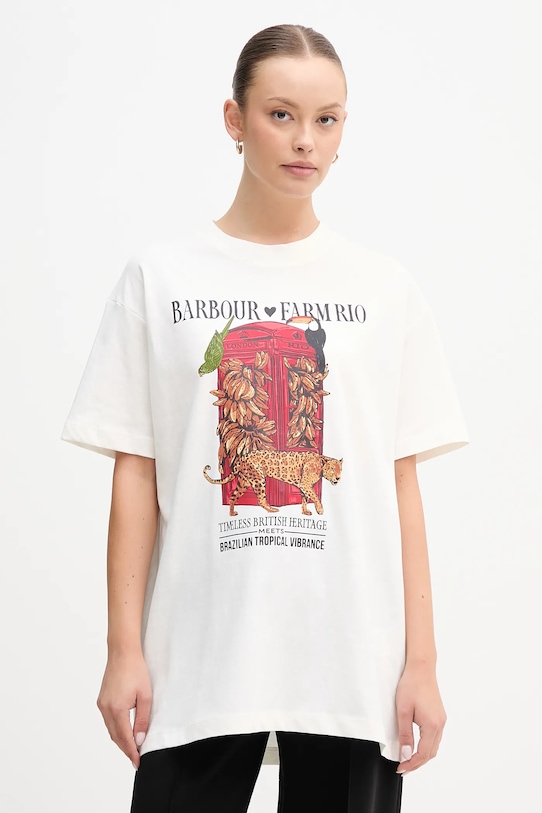 

Хлопковая футболка Farm Rio Barbour, белый