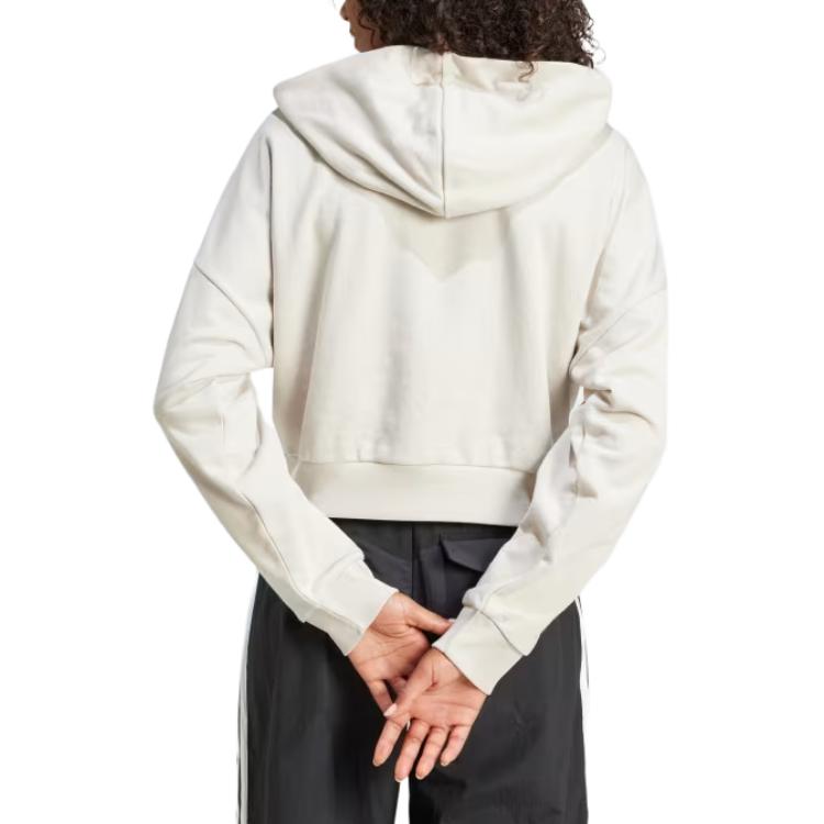 Adidas Essentials 3 Stripes French Terry Quarter Zip Hoodie Wonder Alumina/White — фото 4
