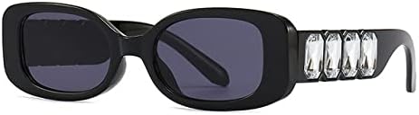 

Винтажные маленькие блестящие солнцезащитные очки с кристаллами для женщин, с цепочкой на дужке, в стиле хип-хоп, солнцезащитные очки для мужчин в стиле хип-хоп MTZJH, Blacl Gray