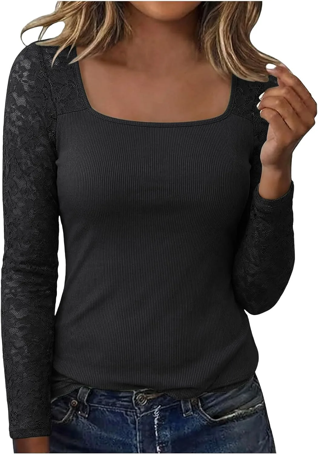 

Женская блузка с длинными рукавами и кружевом Xiaojmake