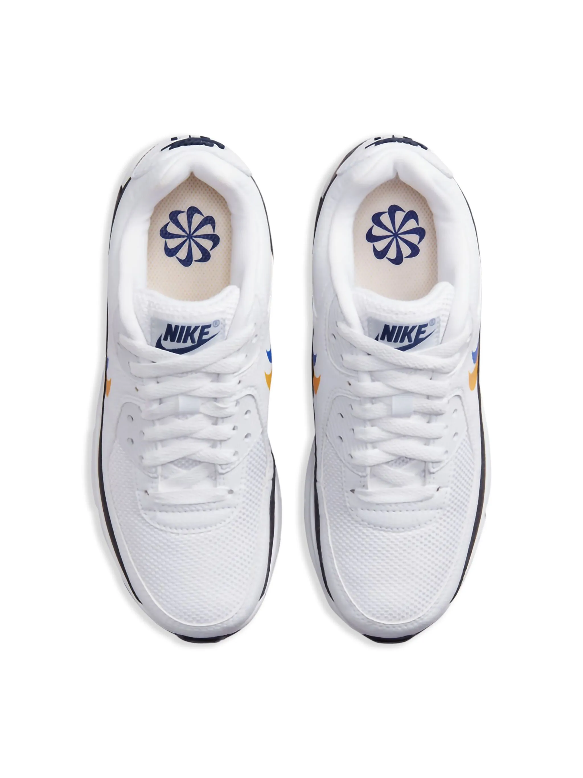 Кроссовки Air Max 90 Double Swoosh - White/Black/Gold Royal Nike Kids, белый — фото 2