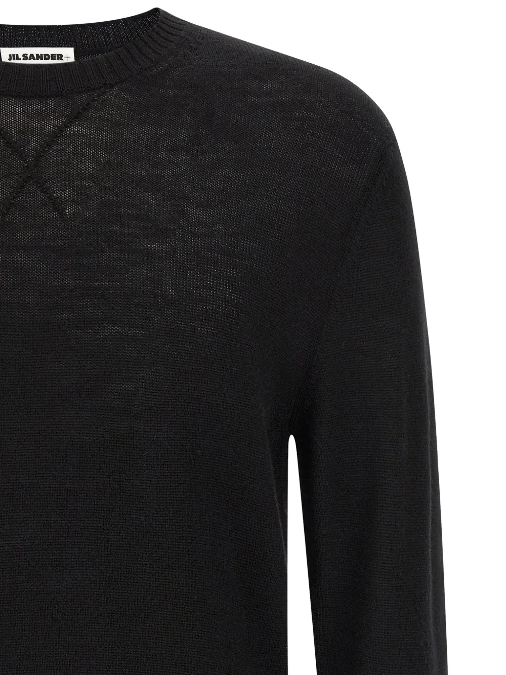 Свитер с вышитым логотипом и круглым вырезом JIL SANDER, черный — фото 3