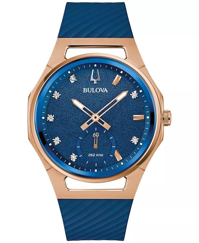 

Женские часы Marc Anthony CURV Diamond Accent, синий силиконовый ремешок, 41 мм Bulova