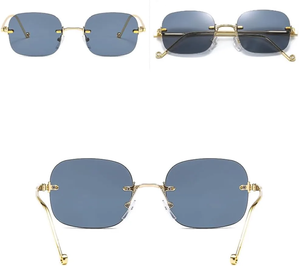 

MUTYNE Модные маленькие квадратные солнцезащитные очки для женщин, винтажные солнцезащитные очки без оправы для мужчин и женщин, ретро-очки без оправы для дам, Yellow