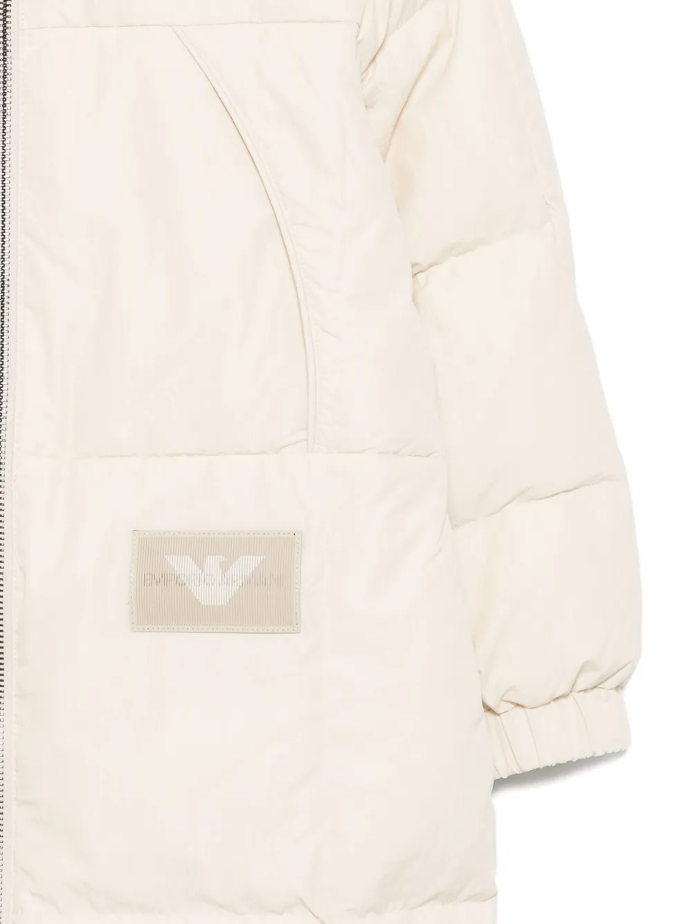 Стеганое пальто с капюшоном Emporio Armani Kids, нейтральный — фото 3