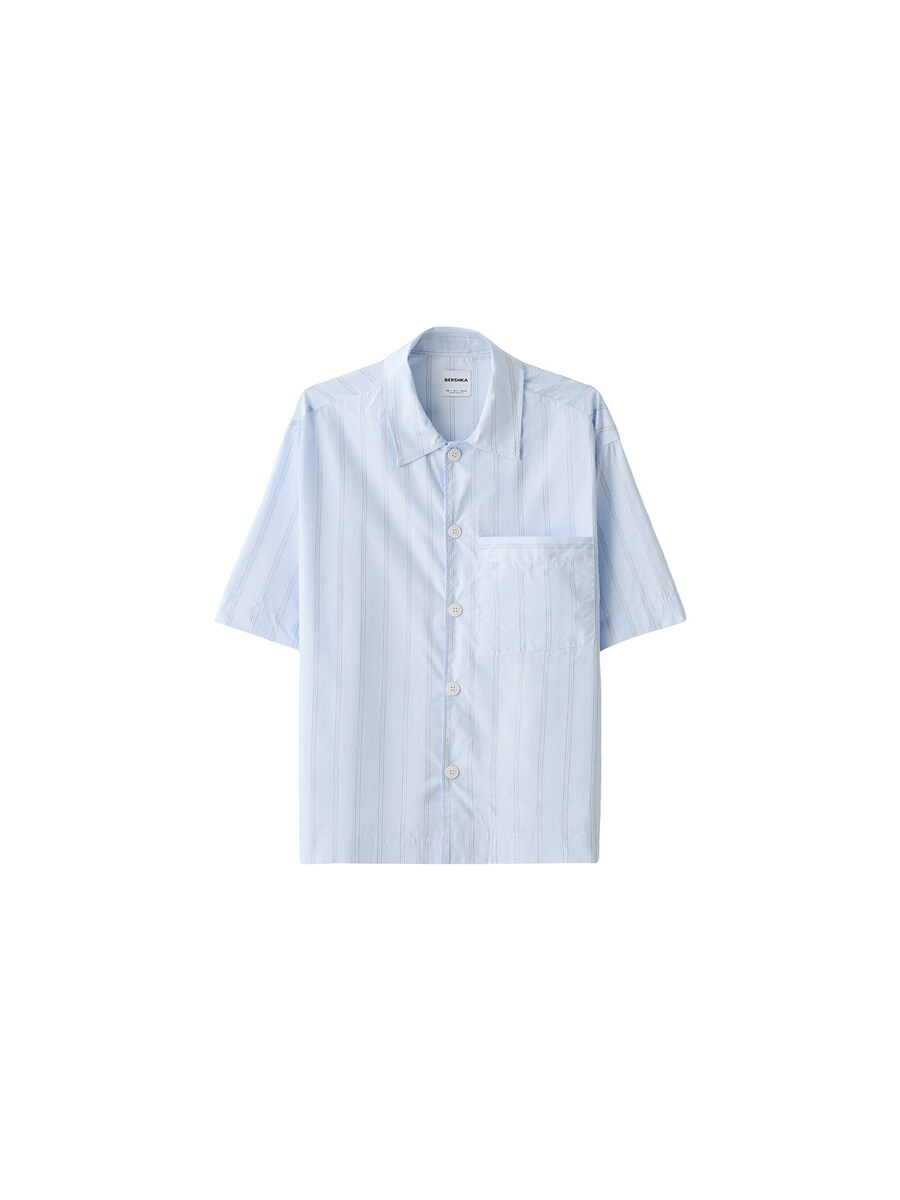 

Удобная рубашка на пуговицах Bershka, цвет Blue/Light blue