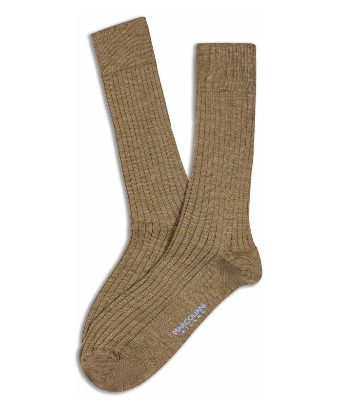

Ребристые носки из мериносовой шерсти до середины икры Marcoliani, коричневый