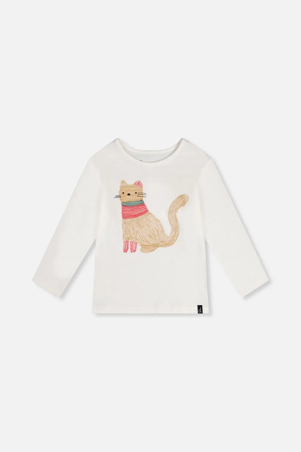 Детская футболка с длинным рукавом с вышивкой Deux par Deux, Off-White