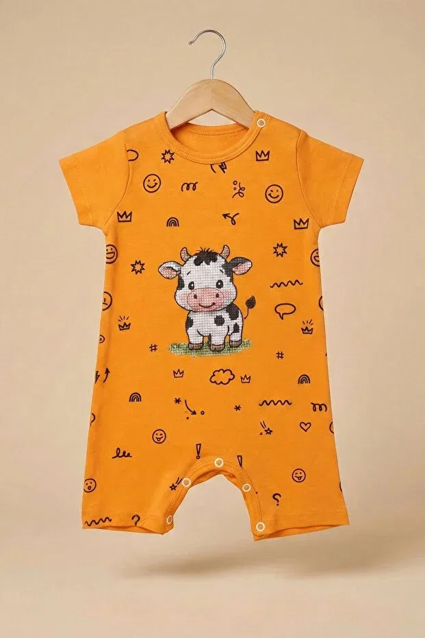 Детский комбинезон с принтом Cow Printed Lucevera, Orange — фото 3