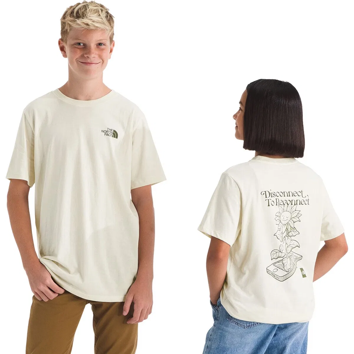 Детская футболка с коротким рукавом с принтом Evolution Disconnect Short-Sleeve Graphic T-Shirt The North Face, White Dune