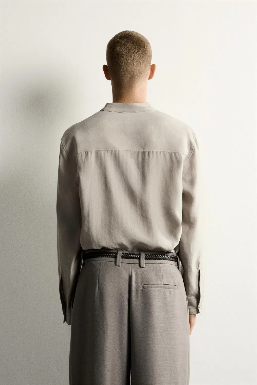Свободная, струящаяся рубашка ZARA, Beige — фото 3