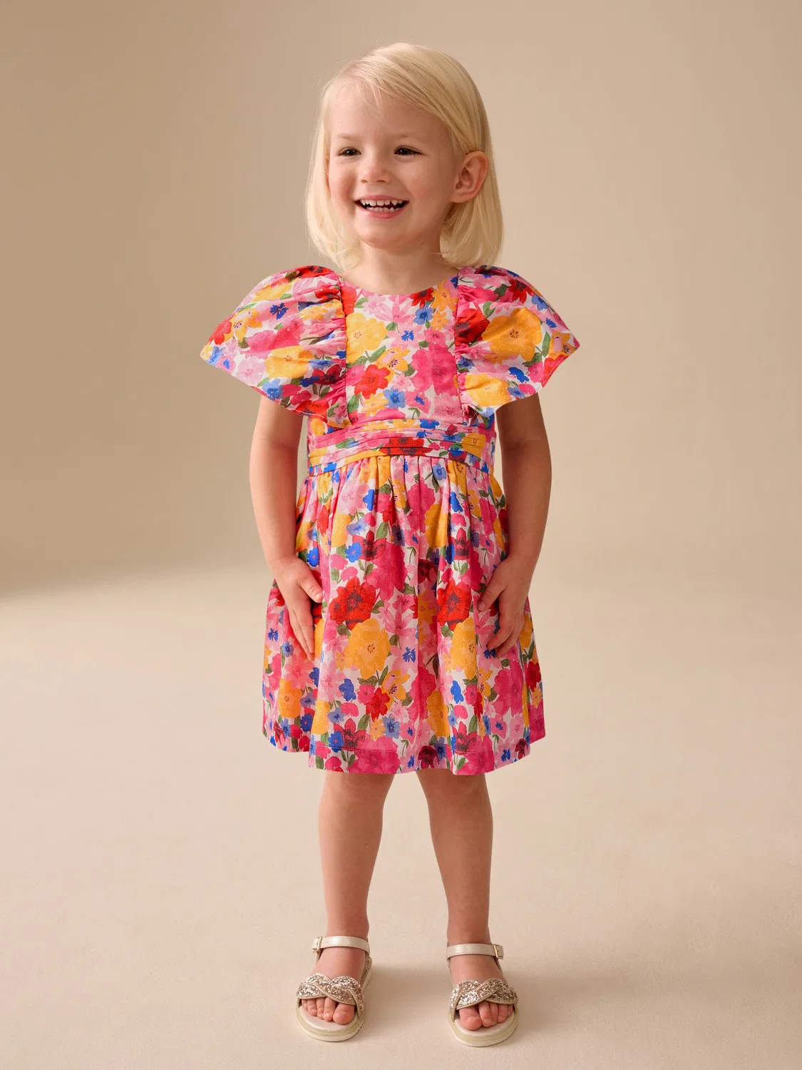 Платье с ангельскими рукавами, Multi Bright Print Next, мультиколор