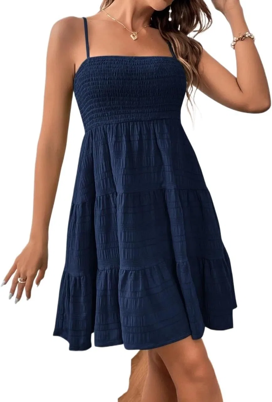 Женское повседневное платье на тонких бретелях с запахом Navy Blue
