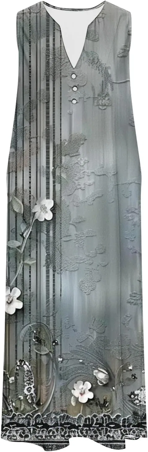 Женское летнее сарафан-макси V-образным вырезом, Multicolor — фото 2