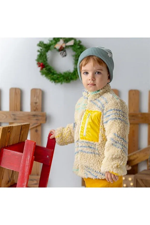 Детское пальто для девочек с полосками Mama Yoyo Baby&Kids, Nude Color — фото 2