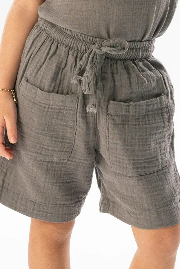 Детские шорты для девочек хлопковые Basics Eliş Şile Bezi, Gray — фото 3