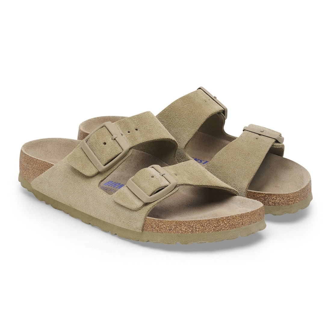 Сандалии Birkenstock Arizona Soft Footbed Suede Leather узкие, хаки — фото 2