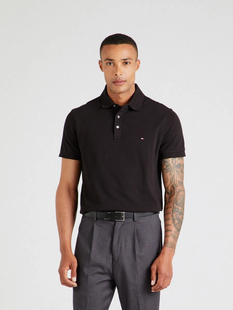 Рубашка TOMMY HILFIGER 'CORE 1985 SLIM POLO' черного цвета — фото 2
