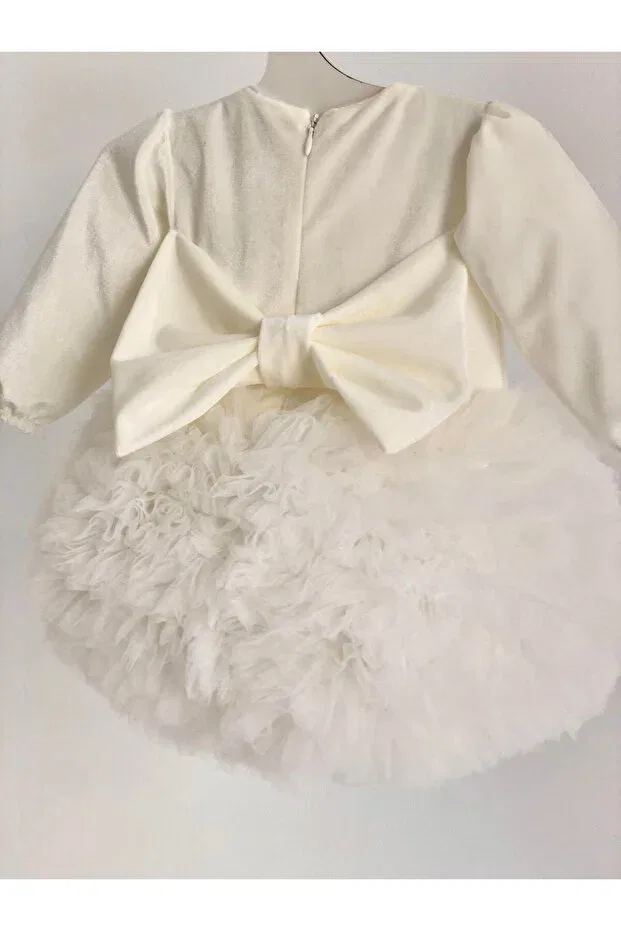 Детское платье для девочек с длинным рукавом Tutu baby dress scarlert Bihayalbiçocuk, White — фото 2