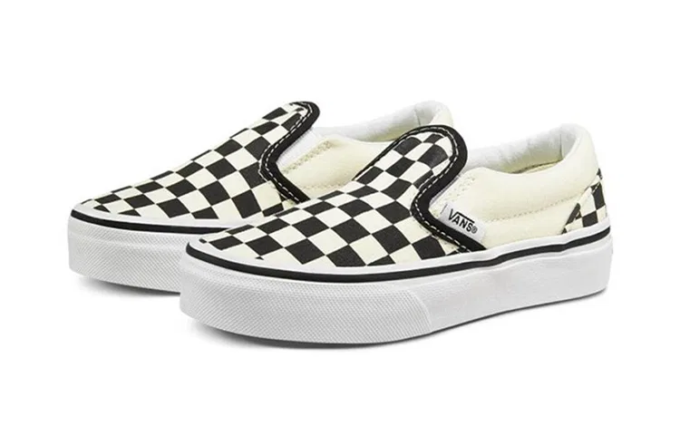 Детские кеды Vans Classic Slip-On с шахматным принтом, Черно-белые — фото 3