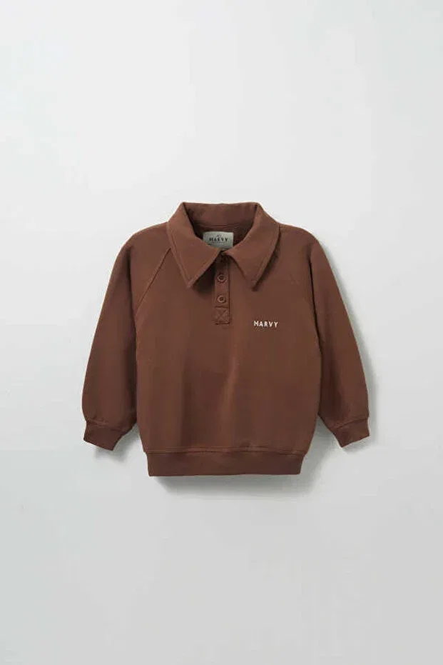 Детские свитшот для девочек с вышивкой Marvy, Brown — фото 4