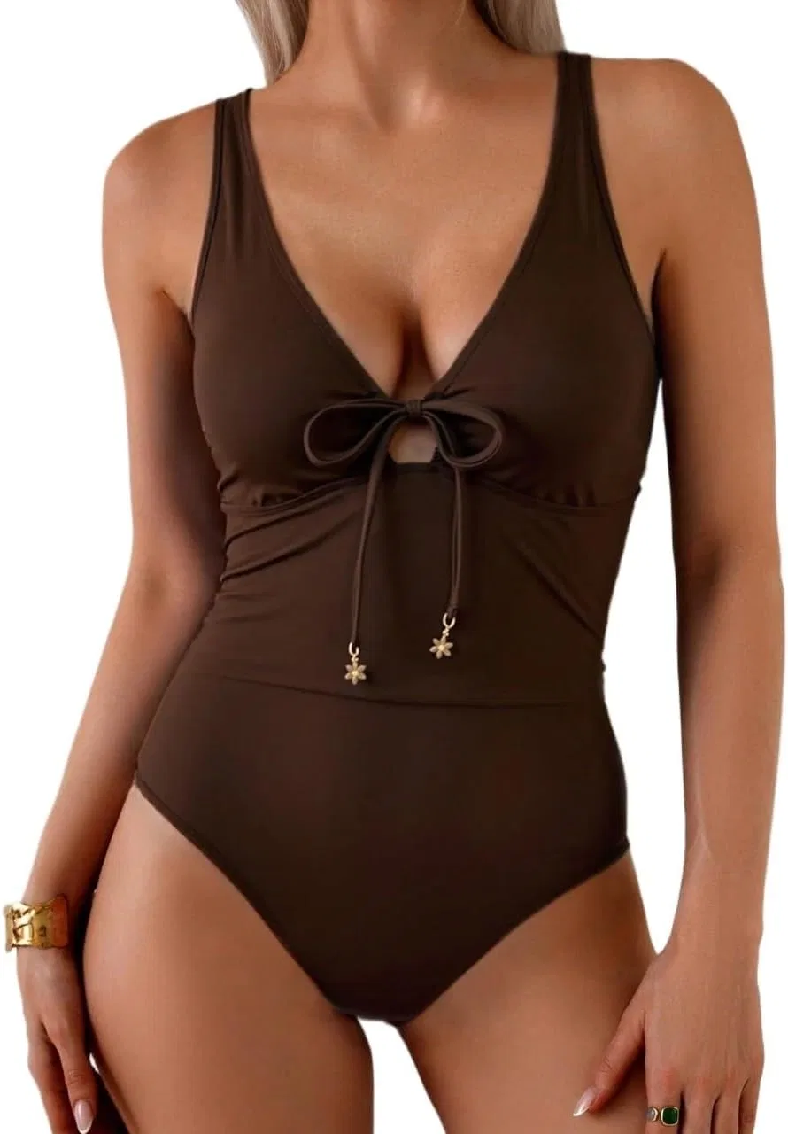 Женский пляжный монокини с драпировкой, Mocha Brown