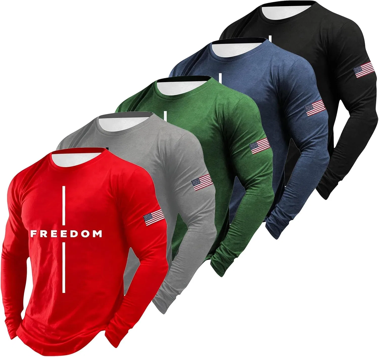 Мужская футболка с принтом FREEDOM, длинный рукав, 5 штук