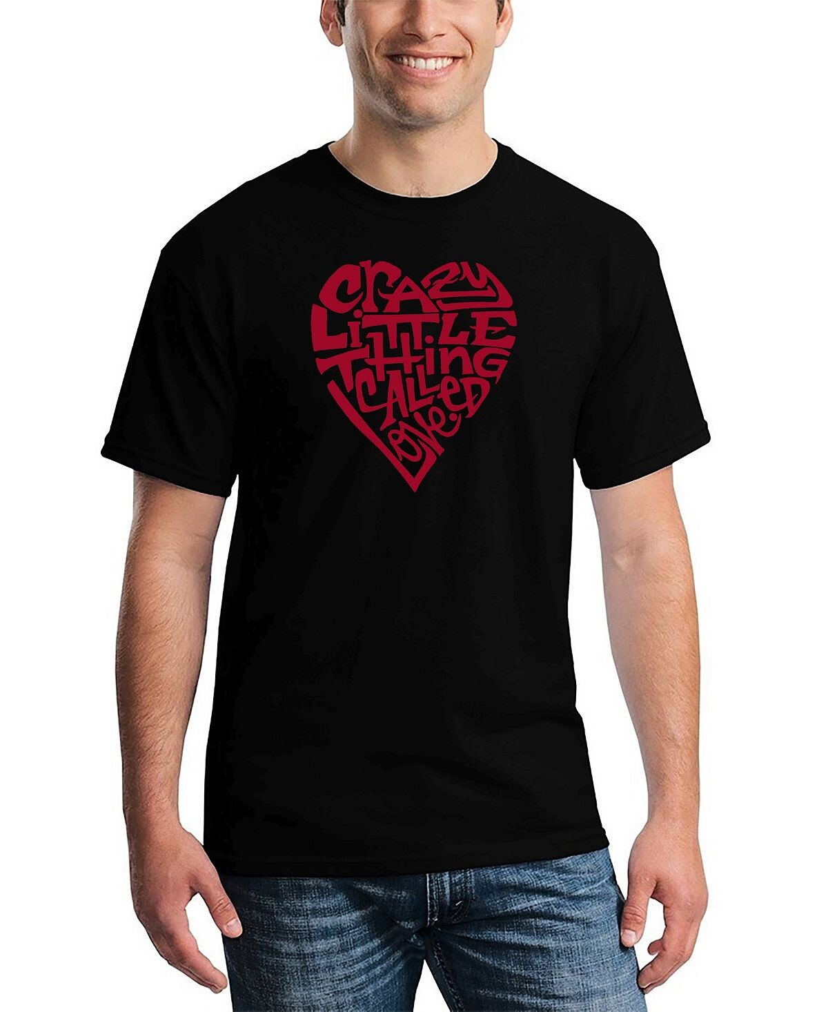 

Мужская футболка crazy little thing called love word art LA Pop Art, черный