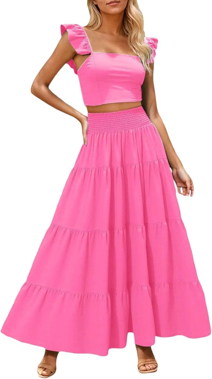 Женское летнее платье-костюм Two Piece Dress Set, Pink