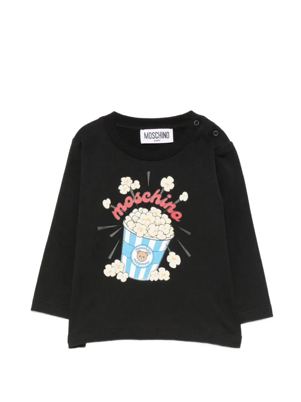 Футболка с длинными рукавами и графическим принтом Moschino Kids, черный