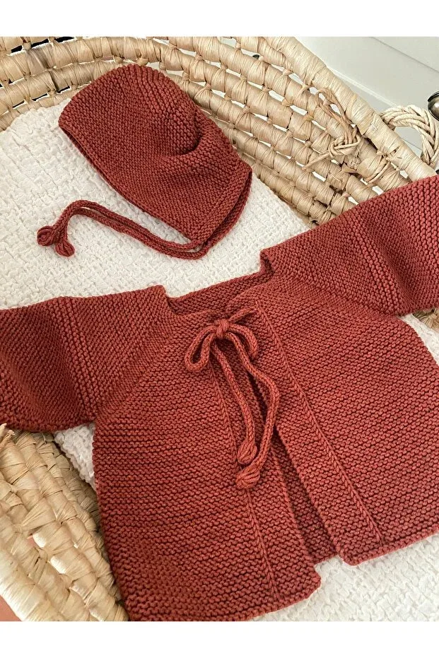 Детский кардиган с длинным рукавом Knitwear front-tied cardigan set baby tile Florijee, Tile