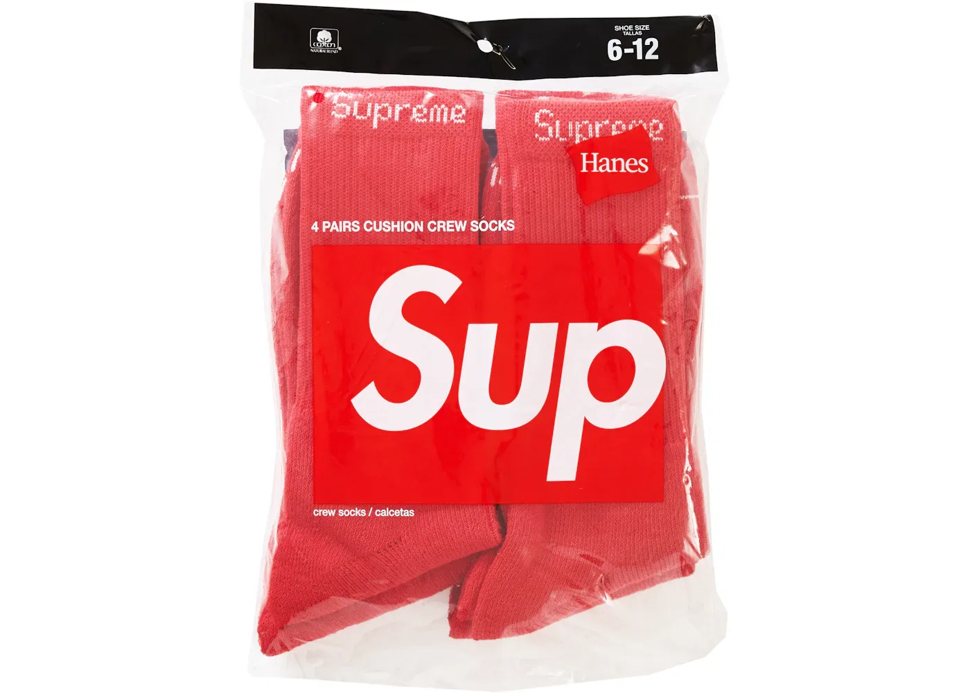 Детские носки Supreme Hanes Socks (4 Pack), Red — фото 3