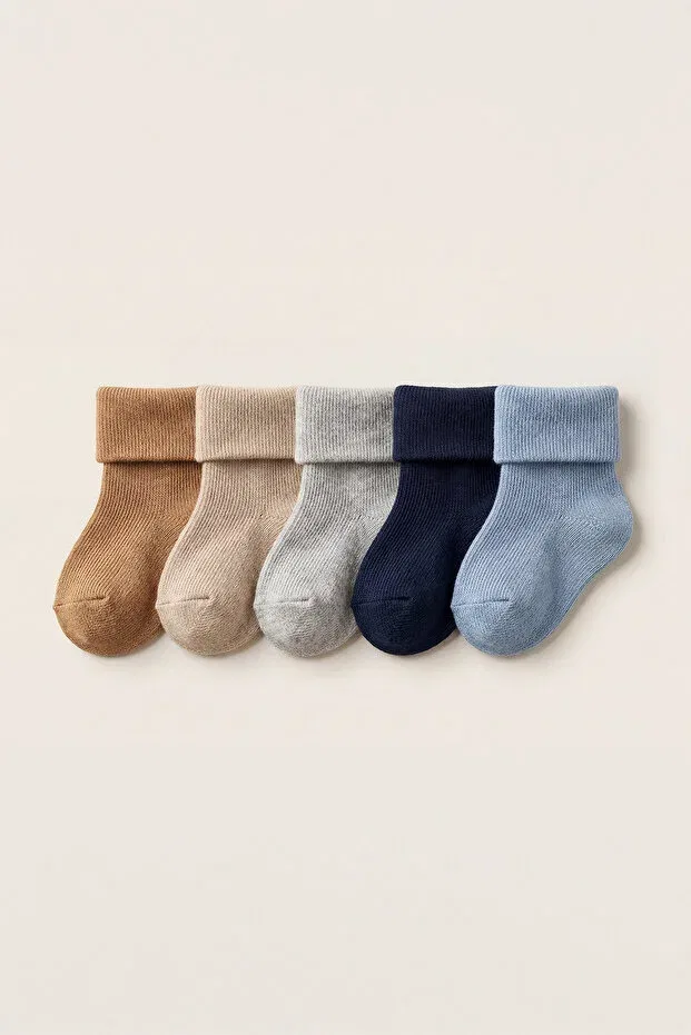 Детский комплект носочков из бамбука Pack of 5 newborn bamboo baby socks colorful Katia&Bony, Blue Mix — фото 2