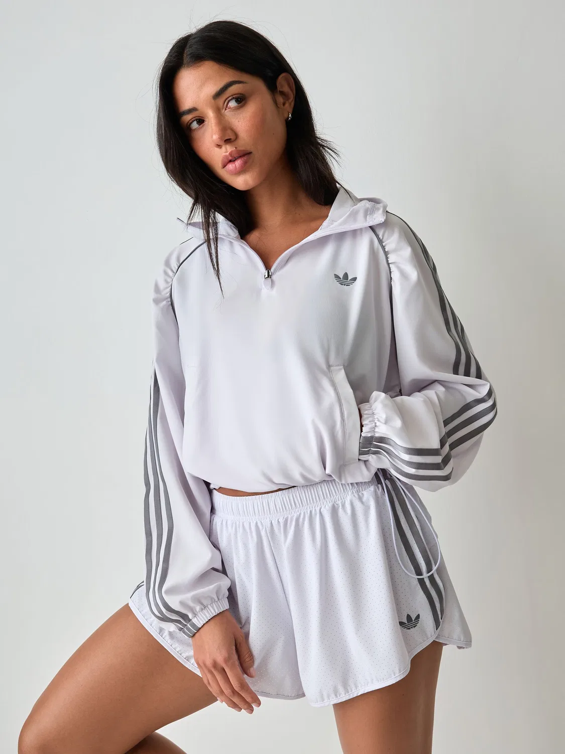 Белая спортивная куртка на молнии adidas Originals
