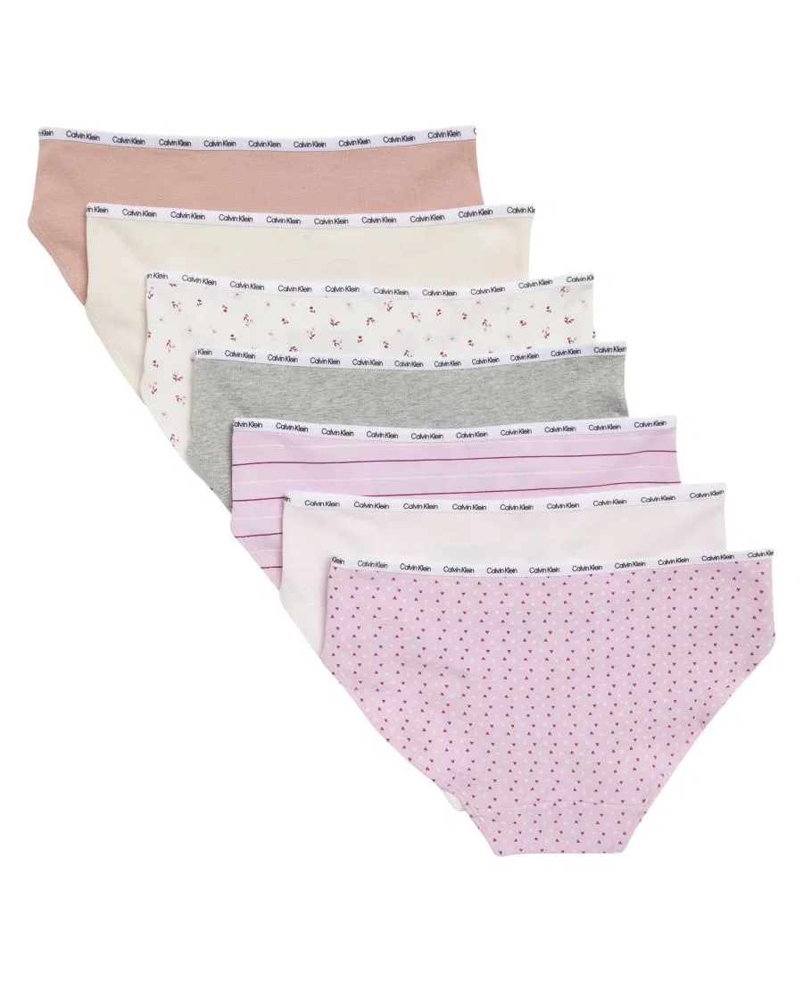Комплект бикини с принтом сердце и полоска, 7 шт. Calvin Klein, Pink Floral Hearts/ Assorted — фото 2