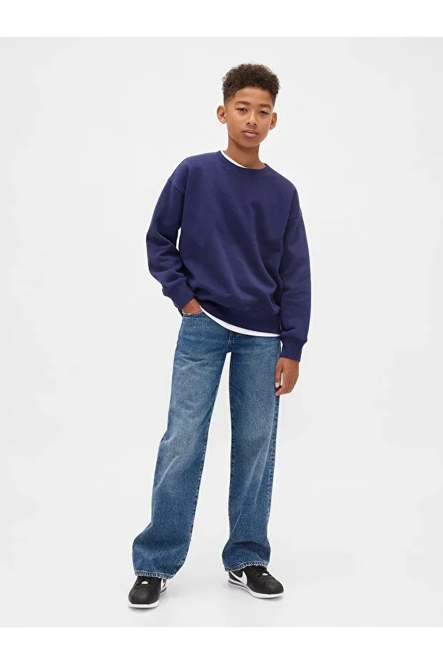 Детское для мальчиков худи с длинным рукавом VintageSoft Relaxed Crew Neck Gap, Navy Blue-004 — фото 4