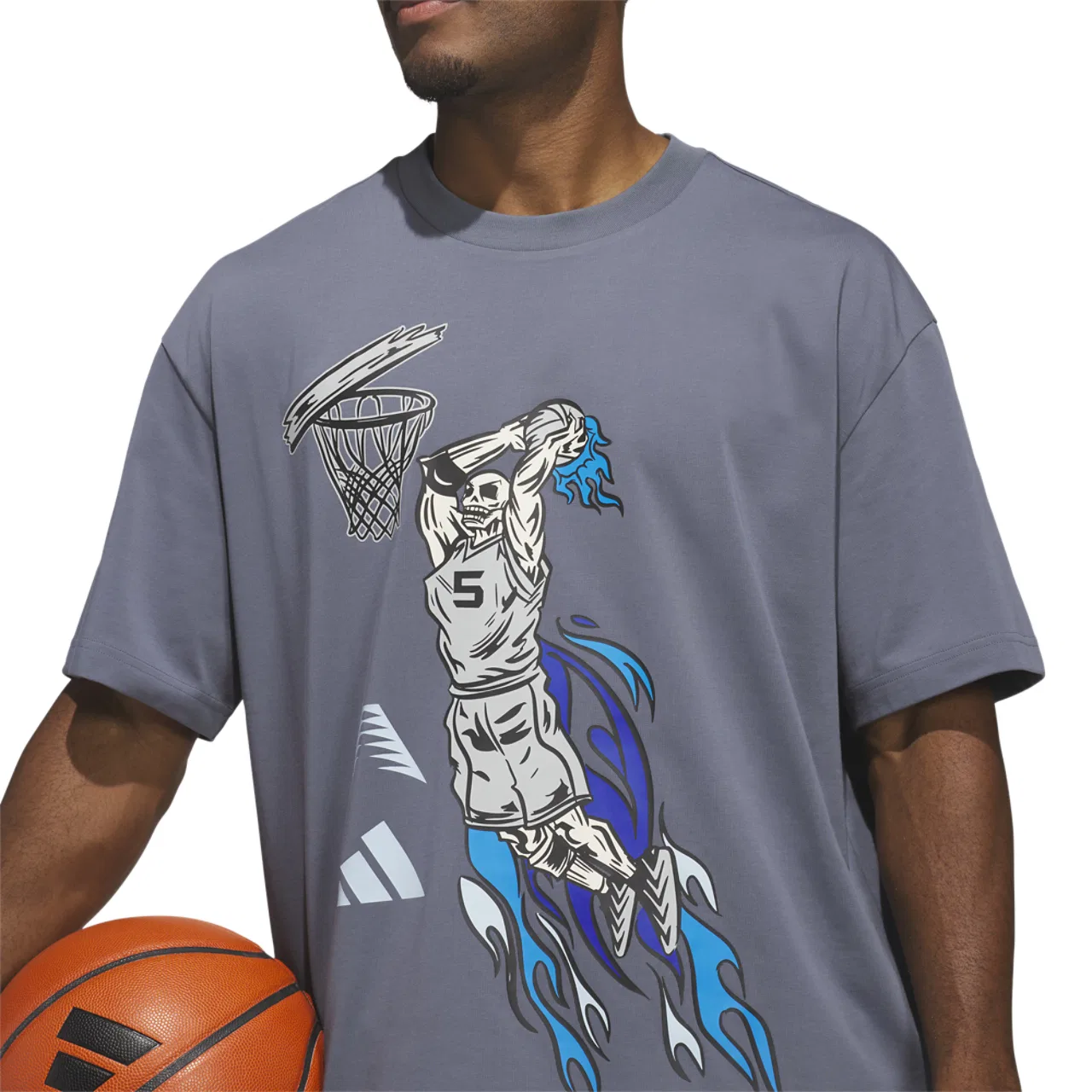 Мужская футболка свободного кроя Anthony Edwards Stand Down Adidas, серый — фото 3