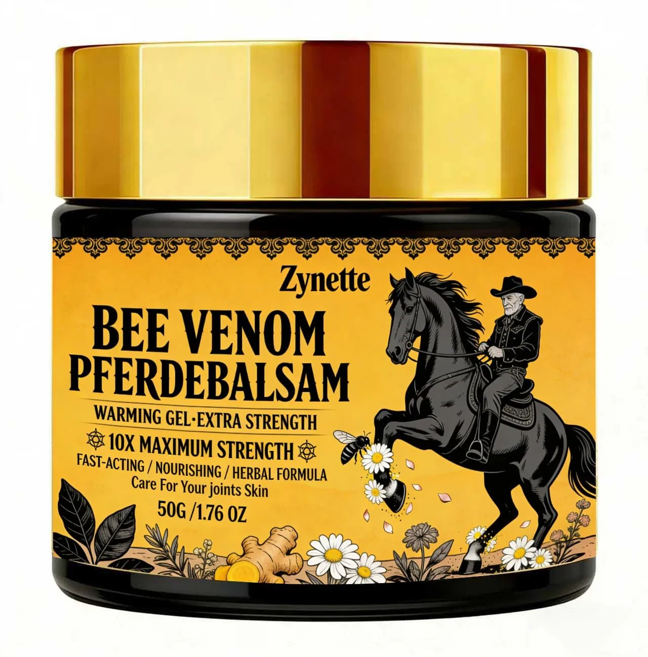 Согревающий гель для тела Bee Venom Pferdebalsam, с куркумой и ромашкой, 50 г Zynette