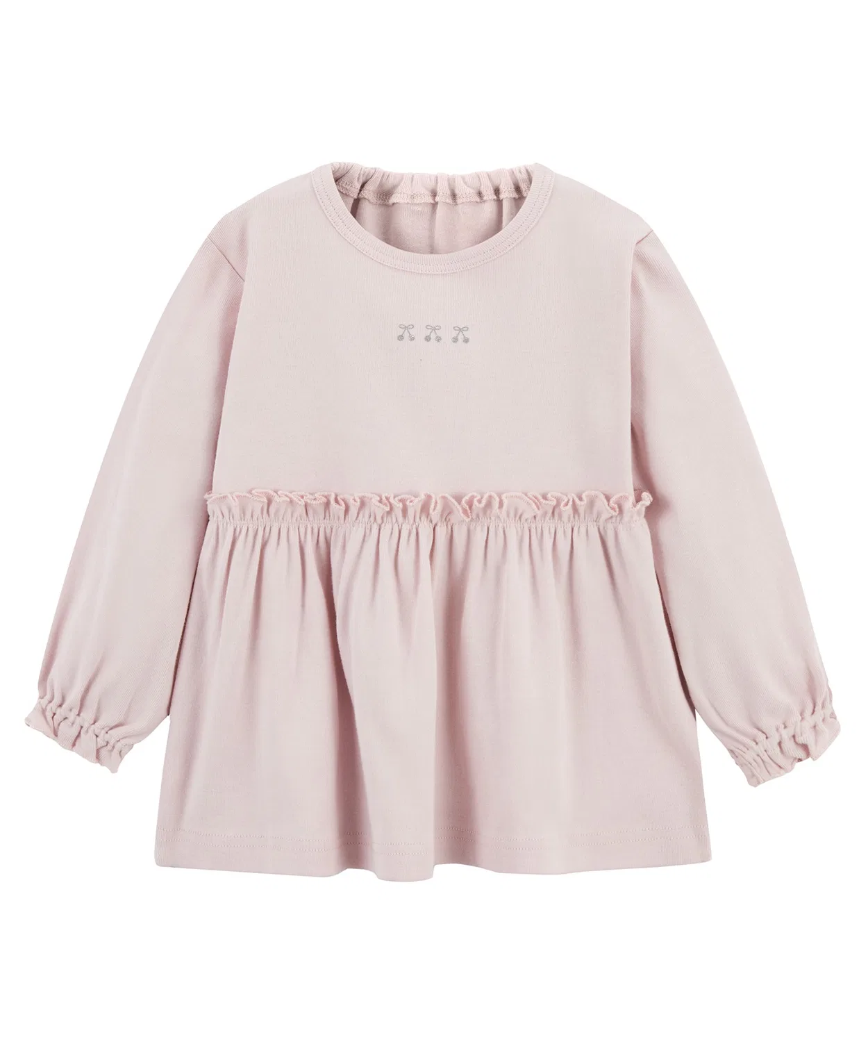 Детская фланелевая футболка с длинным рукавомс принтом сакуры, combimini, Light Pink