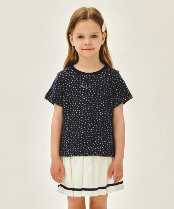 Футболка с принтом All Over Flower, Marithé Kids, Navy