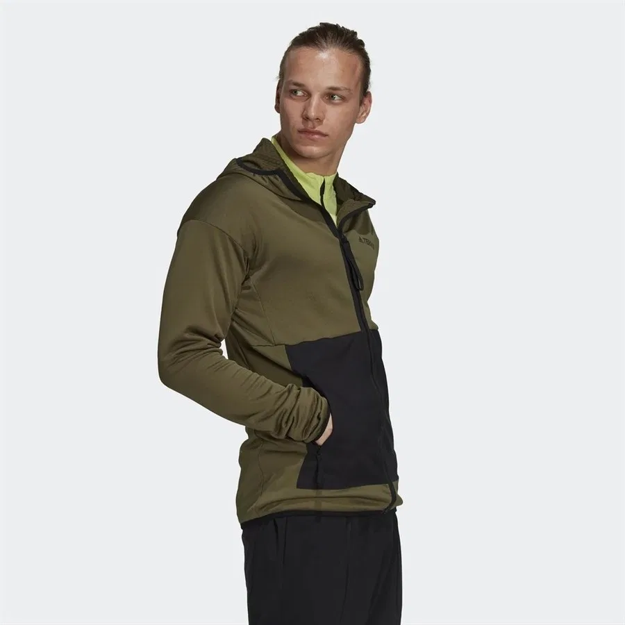 Худи из флиса с капюшоном Terrex Tech Fleece Light Hiking adidas, Зеленый — фото 4