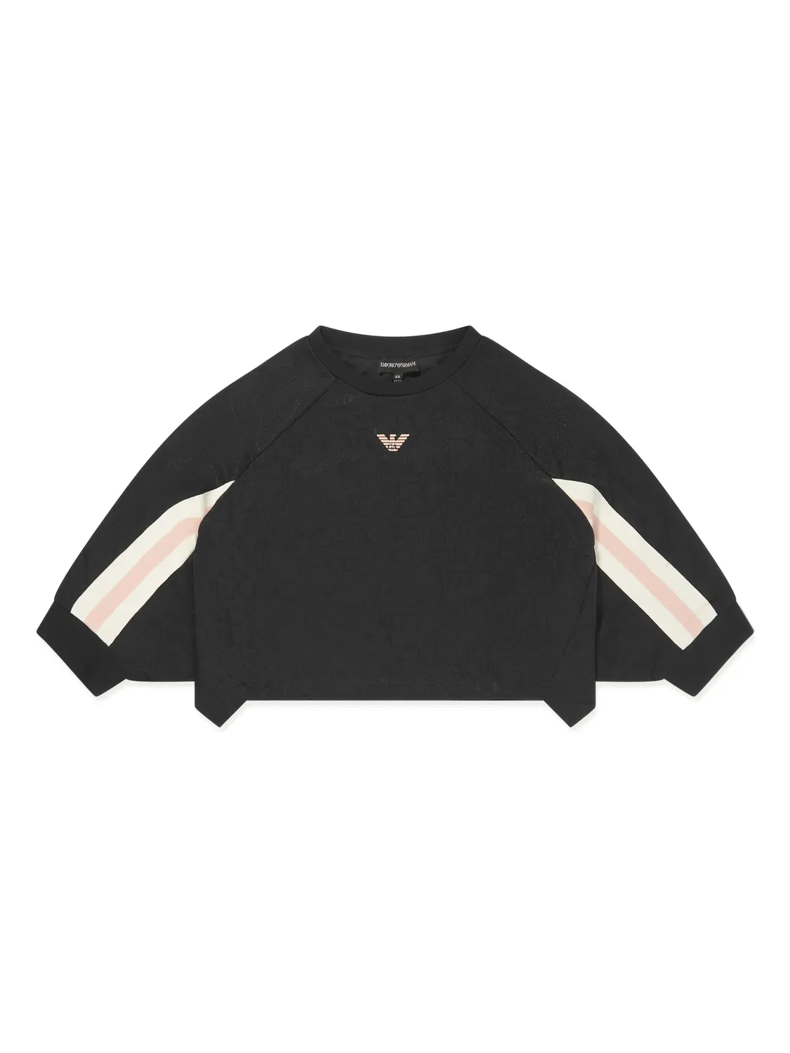 Короткий свитшот с жаккардовым логотипом Emporio Armani, полуночный синий/нежно-розовый