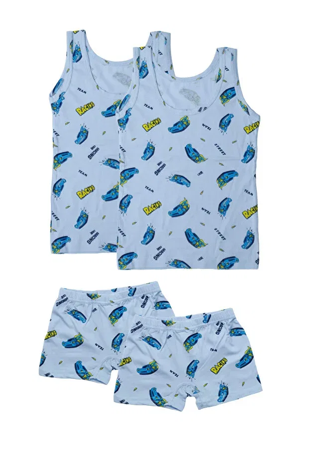 Детский комплект нижнего белья для мальчиков с принтом Car Patterned Iwings, Blue