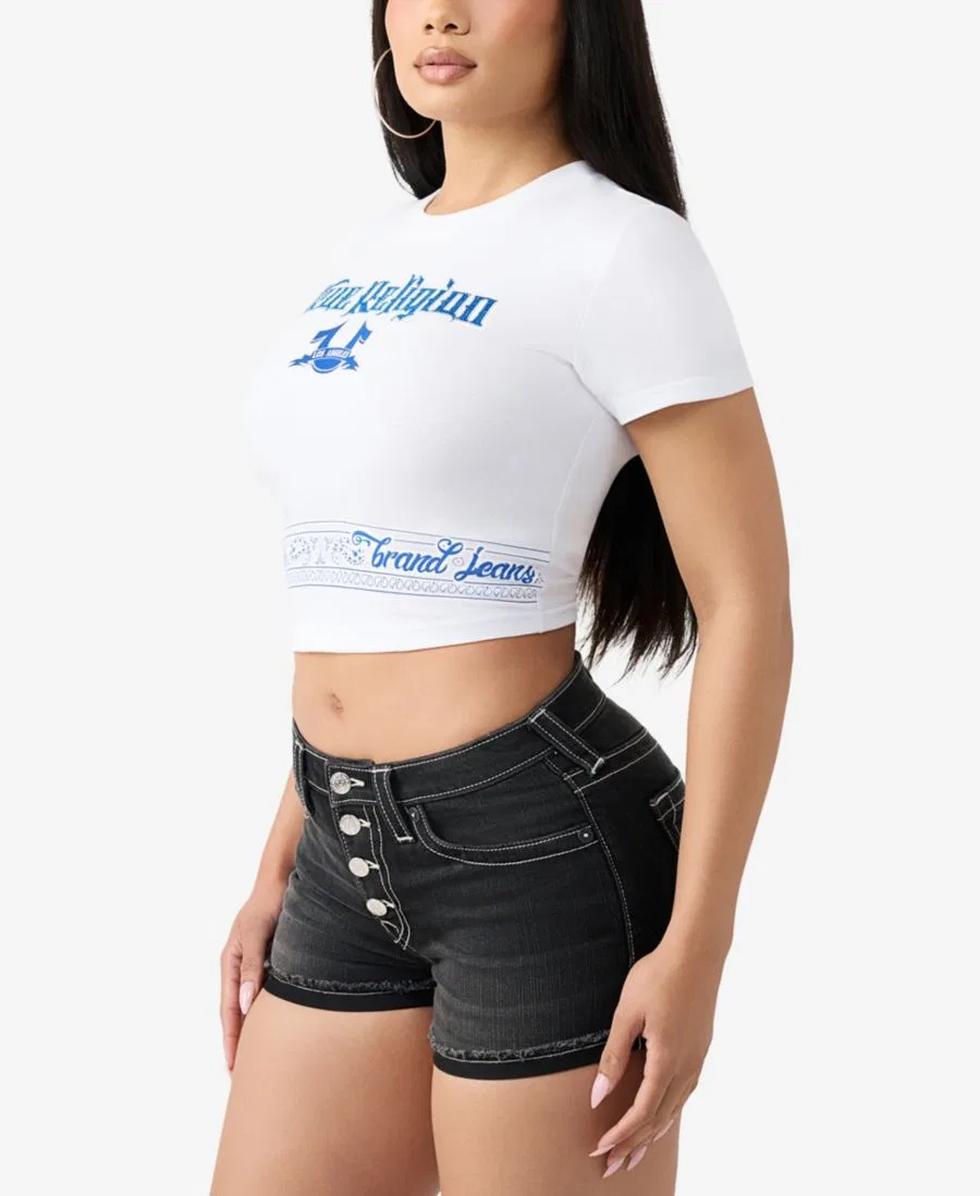 Топ-бандо с принтом и стразами Crystal Bandeau True Religion, Optic White — фото 2