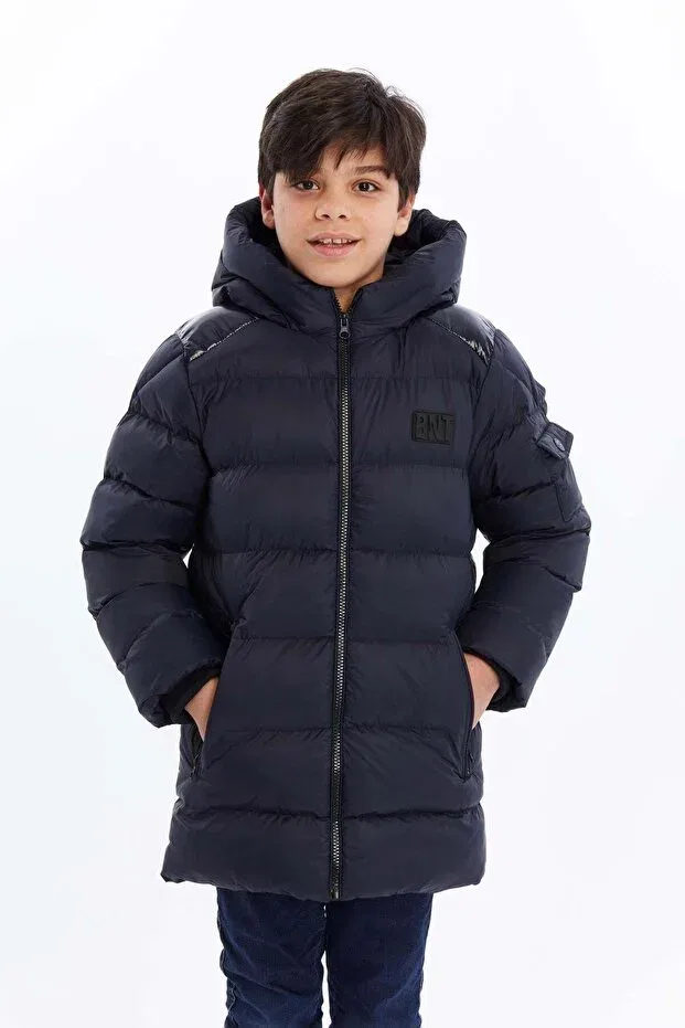 Детский пуховик для девочек с капюшоном Benitto Kids, Navy Blue