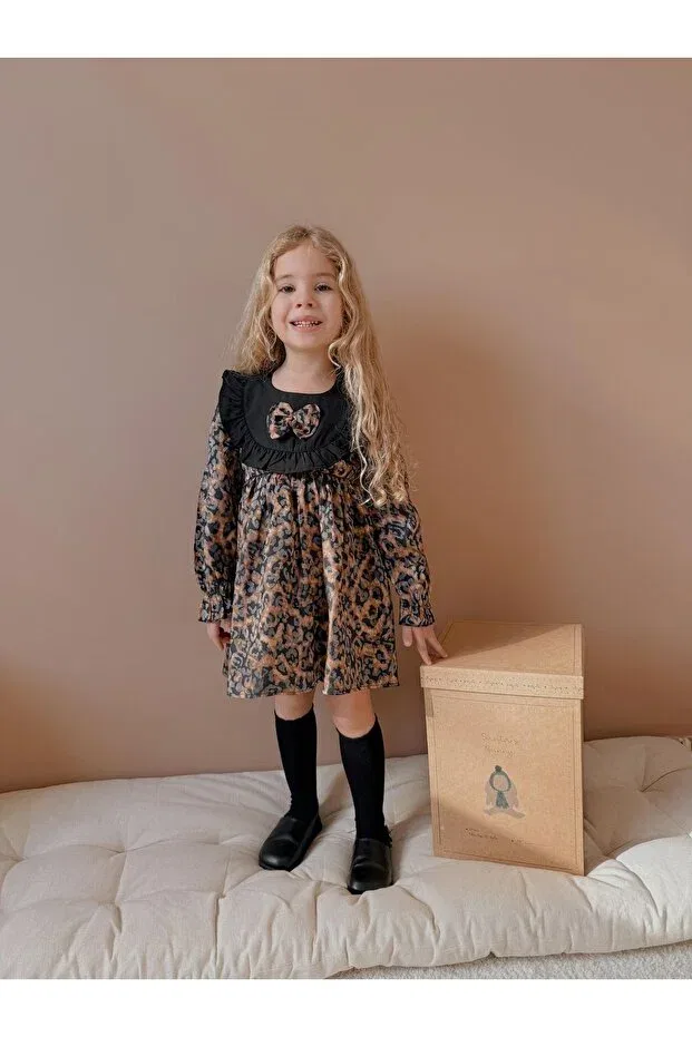 Детское платье для девочек с принтом Leopard Generic Brands, Brown — фото 4